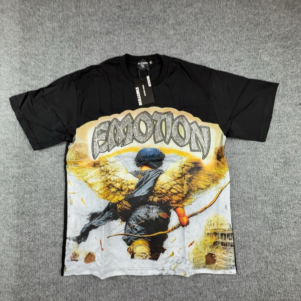 Mixed Emotion Shirt Mens XL Black Angel Wings Mixed Emotion Streetwear Tee